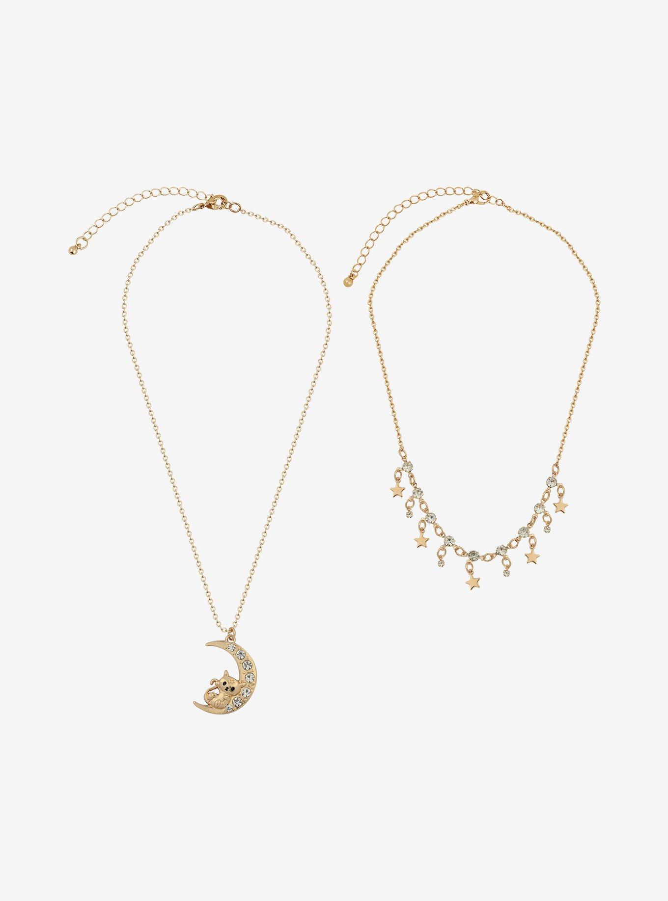 Crystal Cat Moon Necklace Set, , alternate