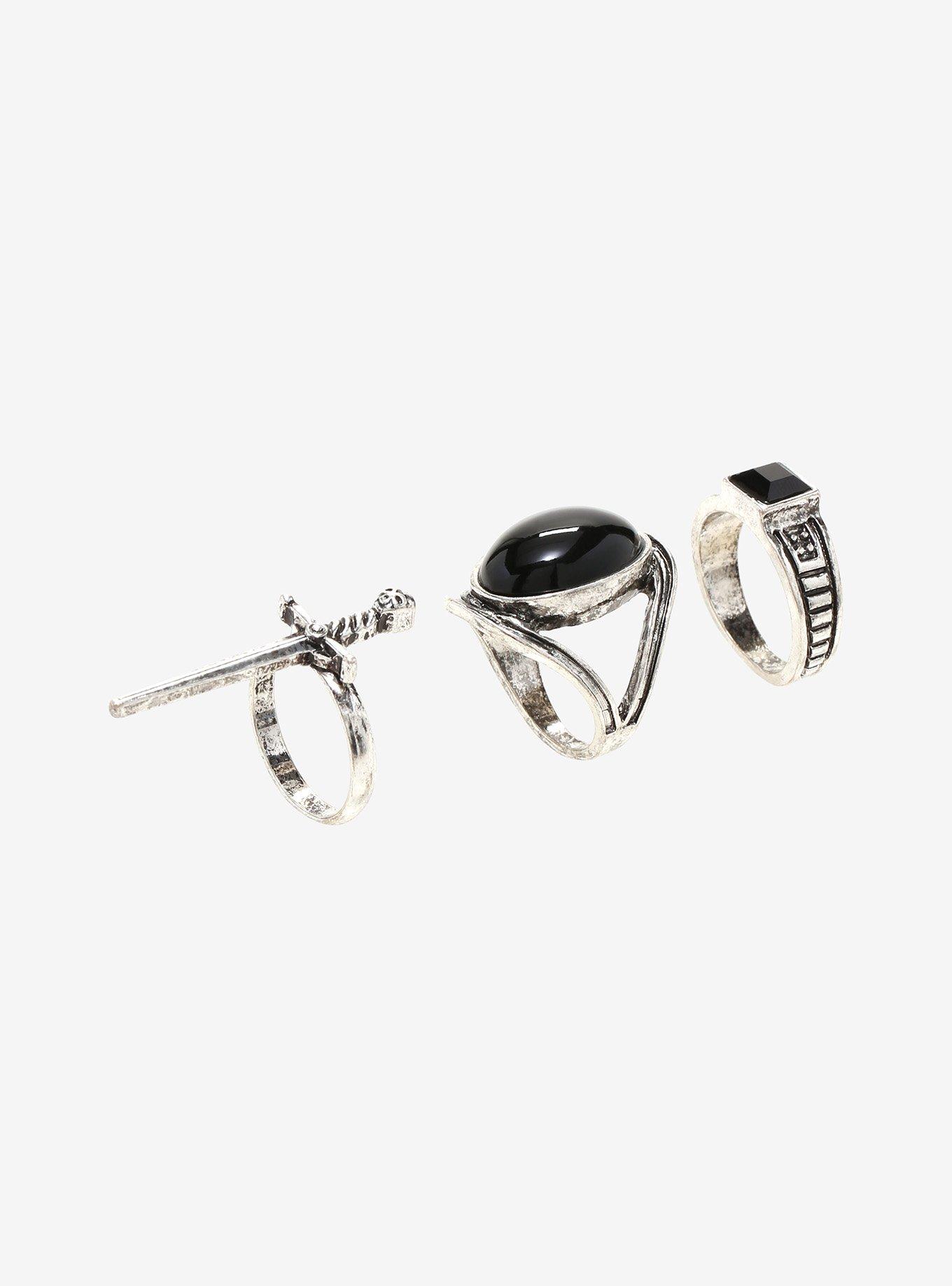 Sword Black Gem Guys Ring Set, , alternate