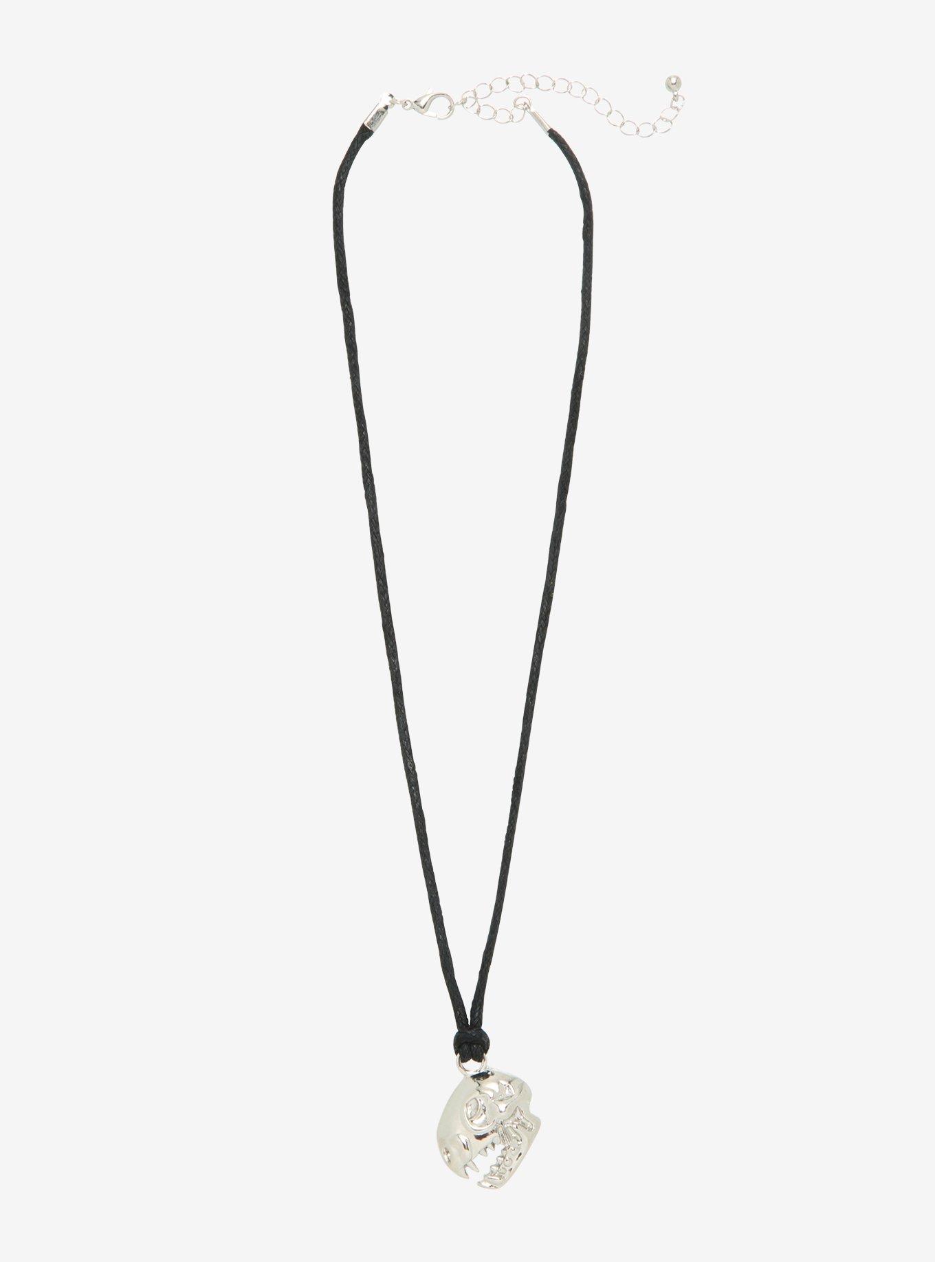 Raccoon Skull Pendant Cord Necklace, , alternate