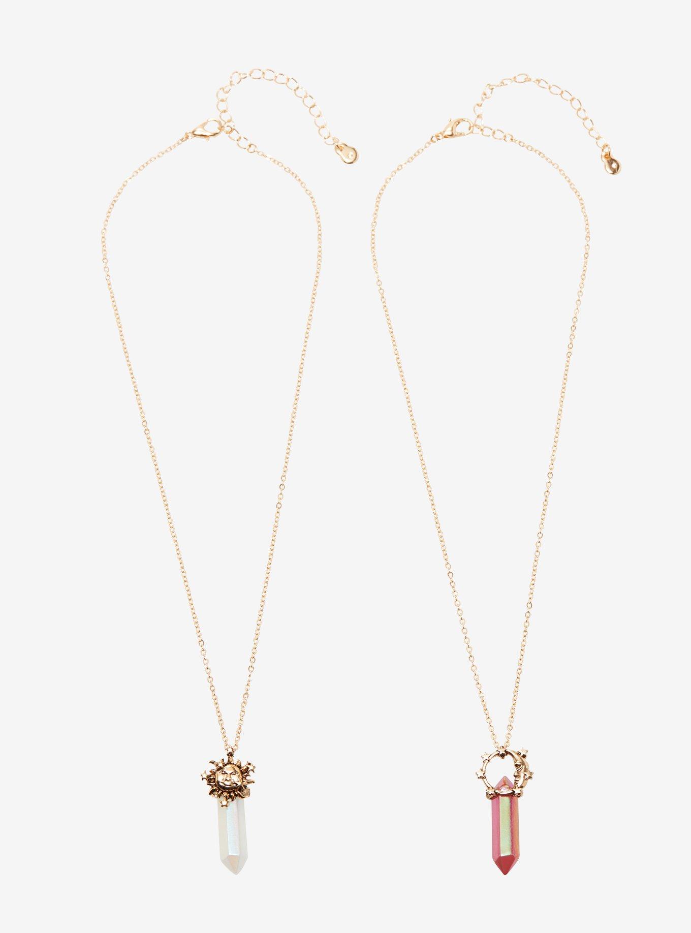 Sun & Moon Crystal Best Friend Necklace Set, , alternate