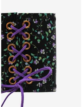 Purple Floral Lace-Up Cuff Bracelet, , hi-res