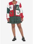 Her Universe Disney Holiday Mickey Mouse Patchwork Girls Cardigan Plus Size, MULTI, alternate