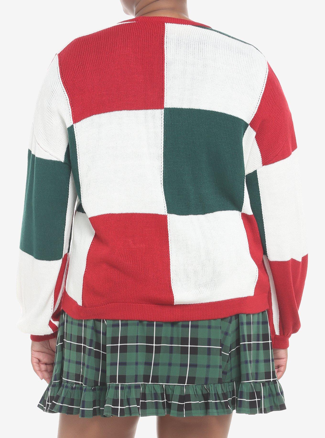 Her Universe Disney Holiday Mickey Mouse Patchwork Girls Cardigan Plus Size, MULTI, alternate