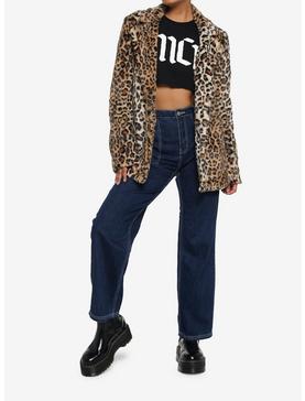 Leopard Faux Fur Girls Coat, , hi-res