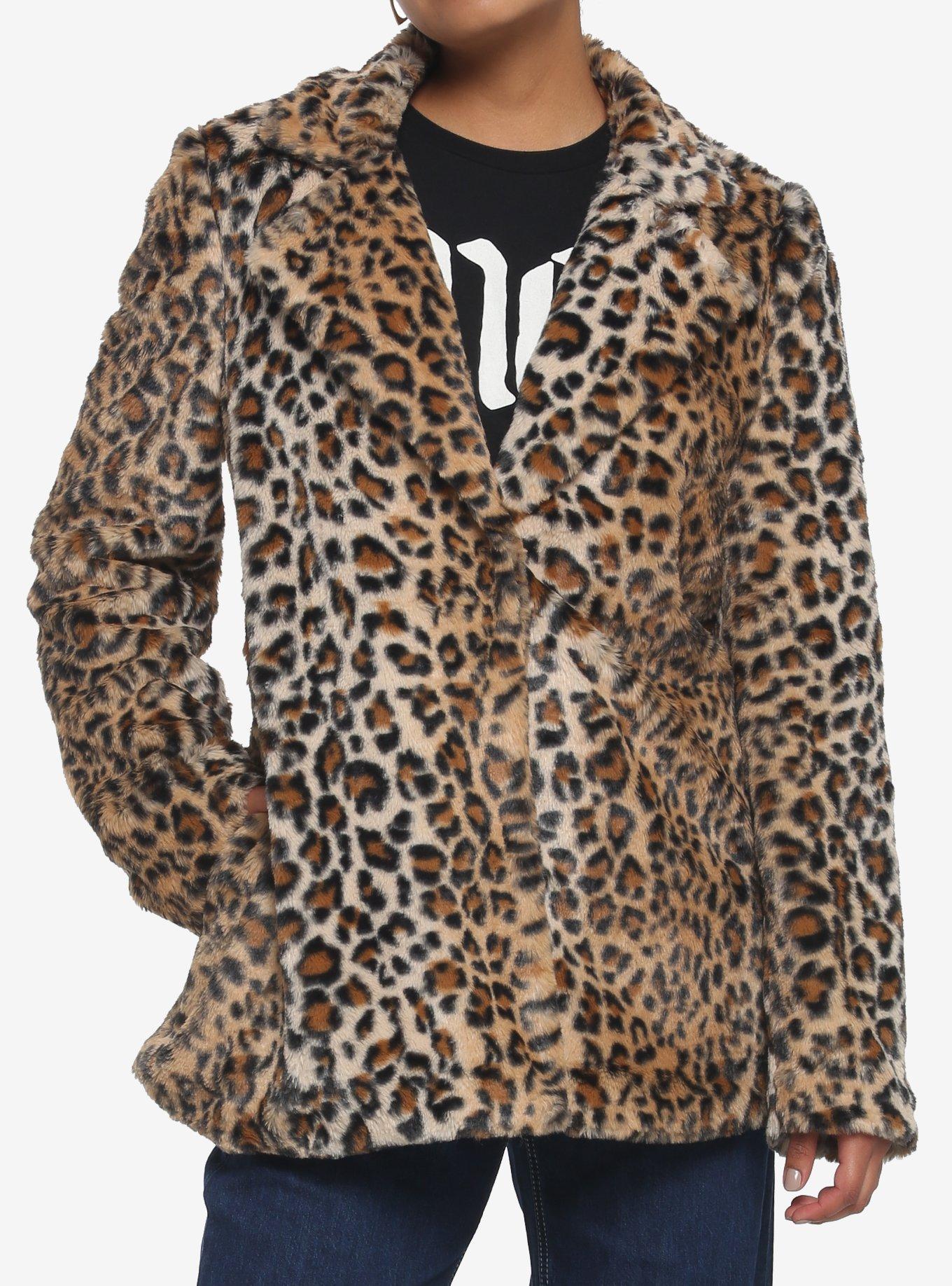 Leopard Faux Fur Girls Coat, MULTI, alternate