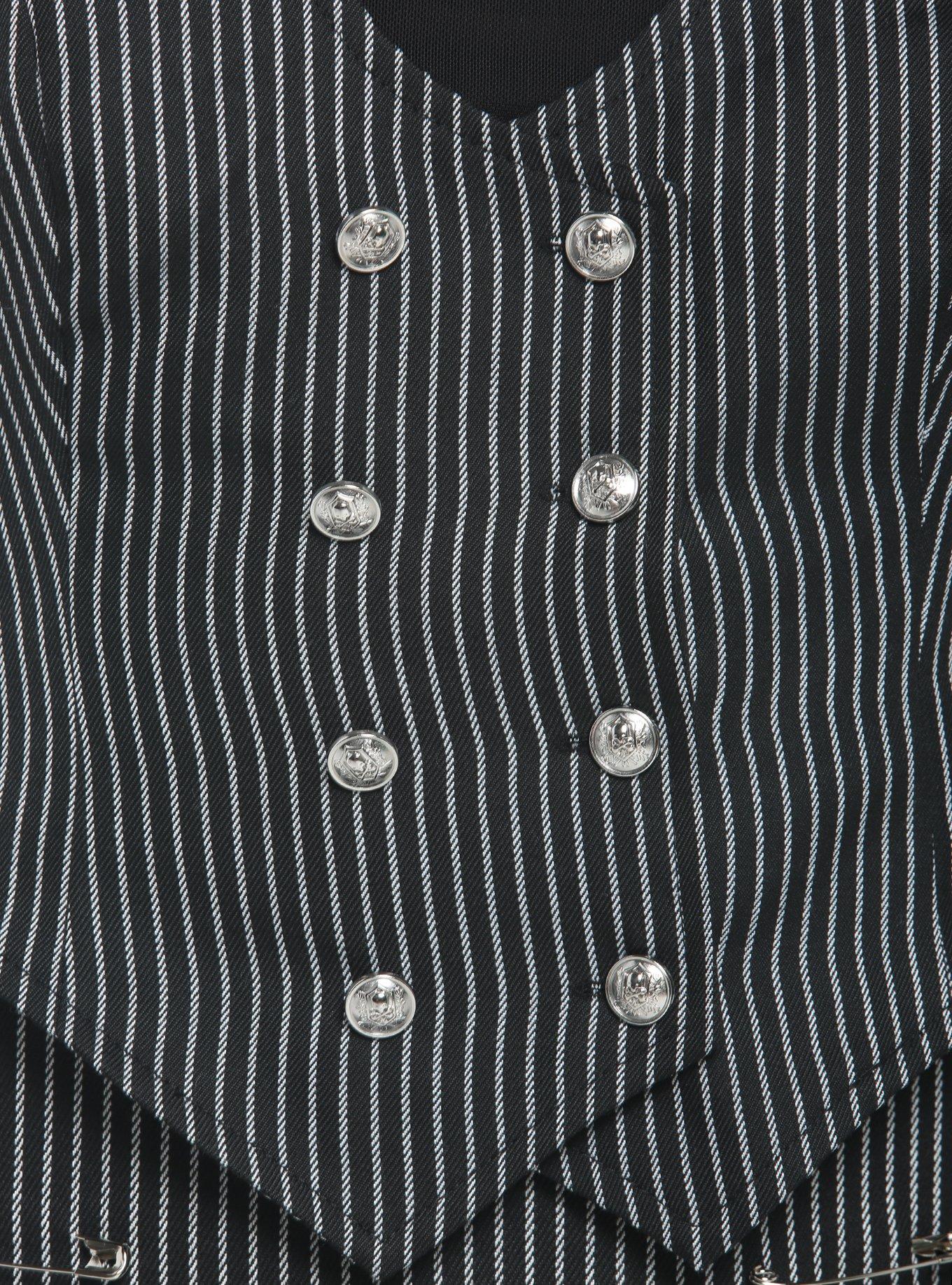 Pinstripe Double-Breasted Girls Vest, BLACK, alternate