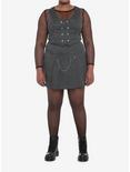 Pinstripe Double-Breasted Girls Vest Plus Size, BLACK, alternate