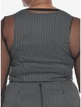 Pinstripe Double-Breasted Girls Vest Plus Size, BLACK, alternate