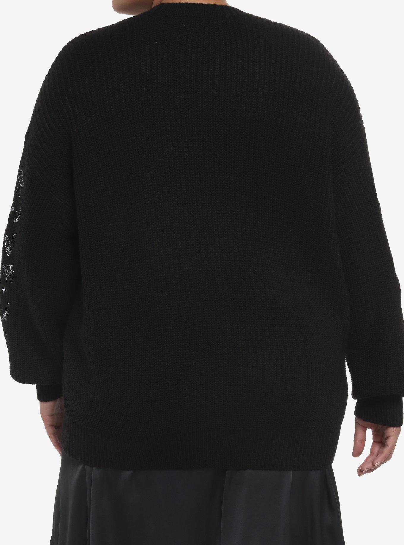 Dark Cottagecore Oversized Girls Cardigan Plus Size, BLACK, alternate