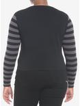 Black & Grey Stripe Girls Long-Sleeve Henley Plus Size, GREY, alternate