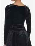 Velvet Black Corset Lace-Up Girls Crop Long-Sleeve, BLACK, alternate