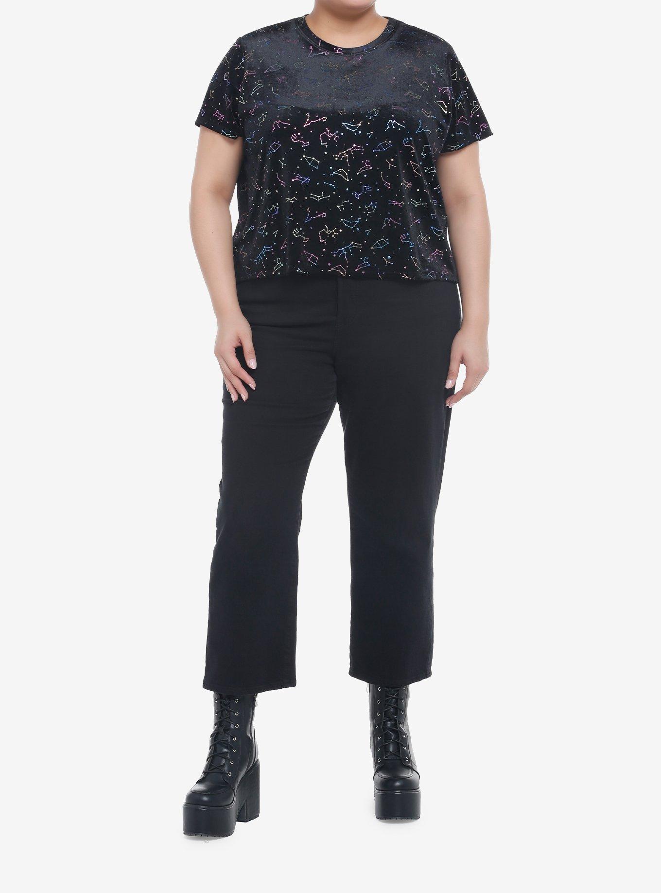 Constellations Velvet Girls Crop Top Plus Size, CONSTELLATION, alternate