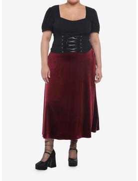 Black Corset Lace-Up Girls Crop Top Plus Size, , hi-res