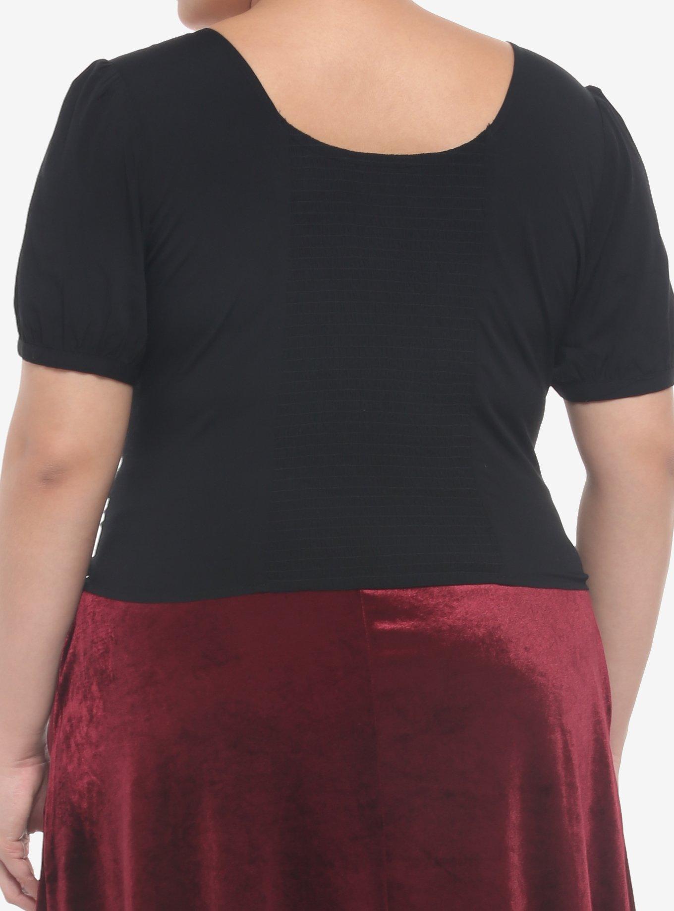 Black Corset Lace-Up Girls Crop Top Plus Size, BLACK, alternate