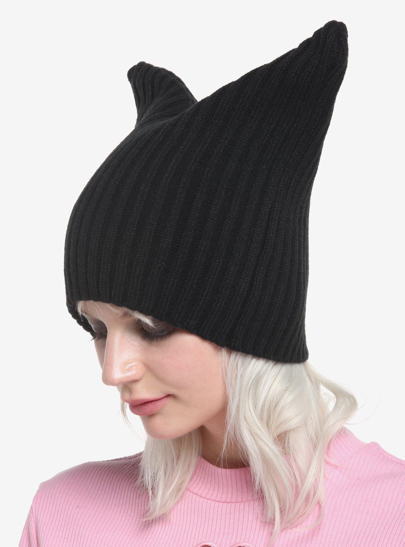 Black Ribbed Ear Beanie, , alternate