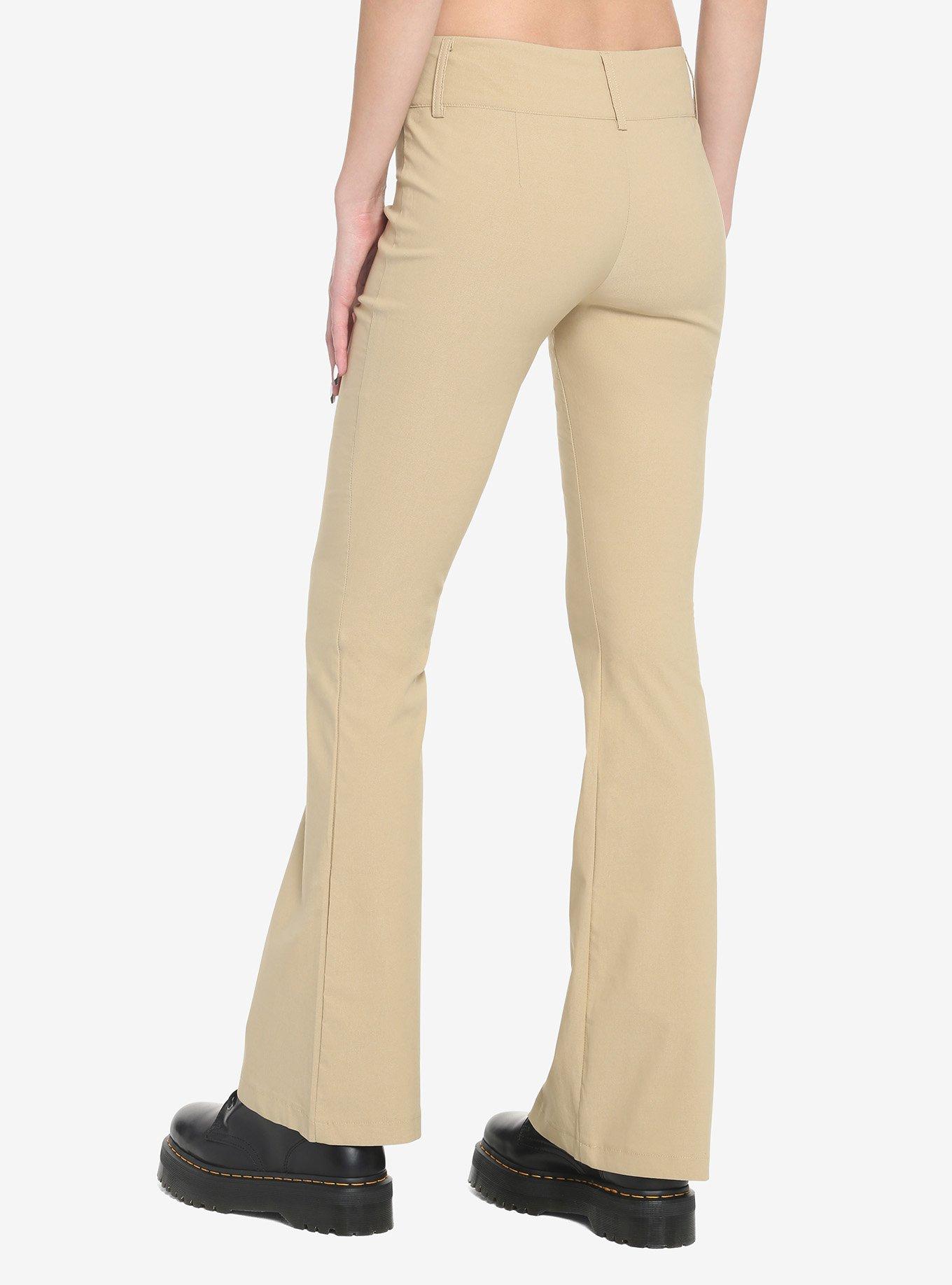 Beige Flare Pants, BROWN, alternate