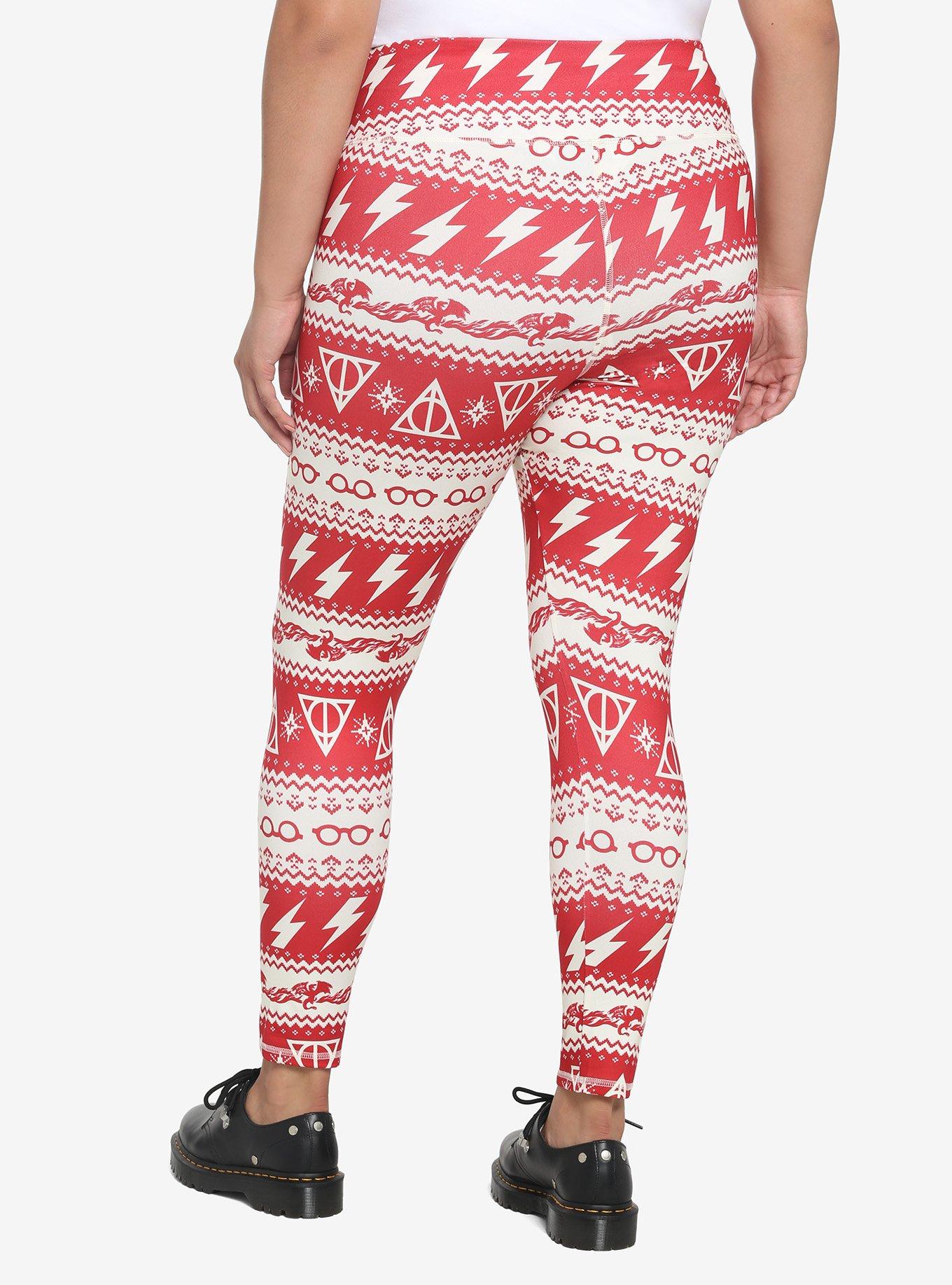 Harry Potter Icon Holiday Fair Isle Leggings Plus Size, MULTI, alternate