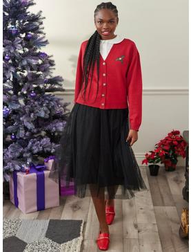 Her Universe Holiday Retro Mistletoe Skimmer Cardigan, , hi-res