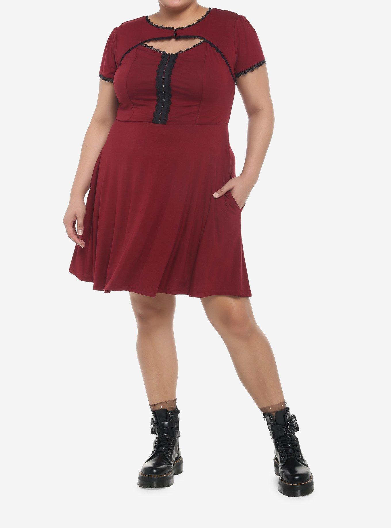 Cabernet Cutout Lace Dress Plus Size, CABERNET, alternate