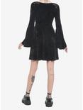 Black Crushed Velvet Bell Sleeve Mini Dress, BLACK, alternate