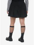 Black Buckle Waist Pleated Skirt Plus Size, BLACK, alternate