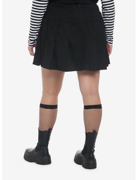 Black Buckle Waist Pleated Skirt Plus Size, , hi-res
