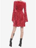 Red Crushed Velvet Bell Sleeve Mini Dress, CHILLI PEPPER, alternate