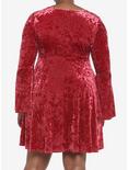 Red Crushed Velvet Bell-Sleeve Mini Dress Plus Size, CHILLI PEPPER, alternate