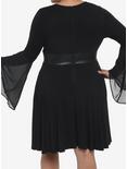 Black Corset Bell Long-Sleeve Dress Plus Size, BLACK, alternate
