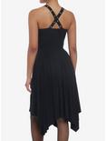 Grommet Lace-Up Hanky Hem Midi Dress, BLACK, alternate