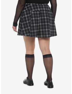 Black Plaid Skirt Plus Size, , hi-res