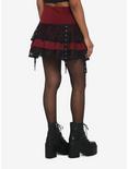 Burgundy Lace & Grommets Tiered Skirt, BURGUNDY, alternate