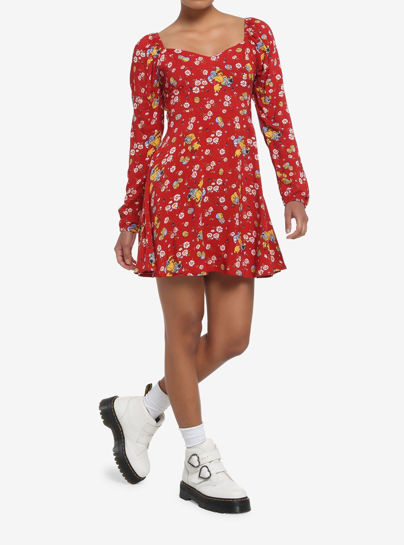 Disney Winnie The Pooh Floral Long-Sleeve Dress, MULTI, alternate