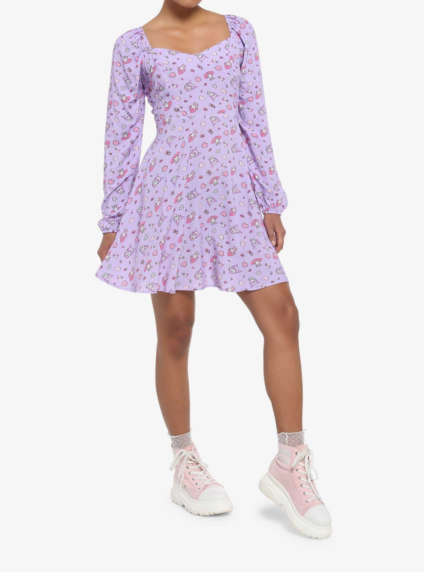 My Melody & Kuromi Sweetheart Long-Sleeve Dress, , hi-res