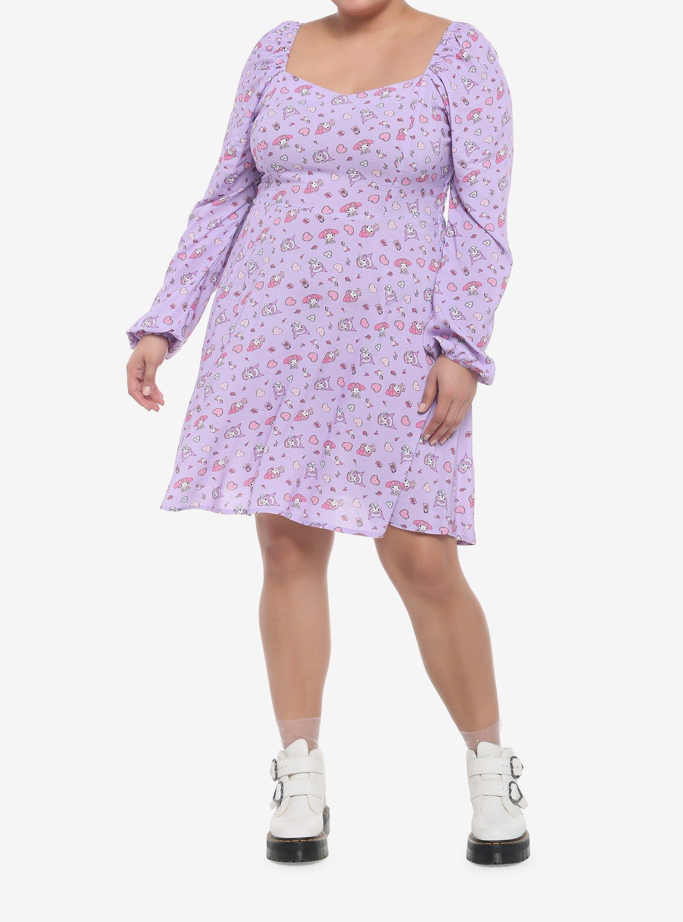 My Melody & Kuromi Sweetheart Long-Sleeve Dress Plus Size, MULTI, alternate