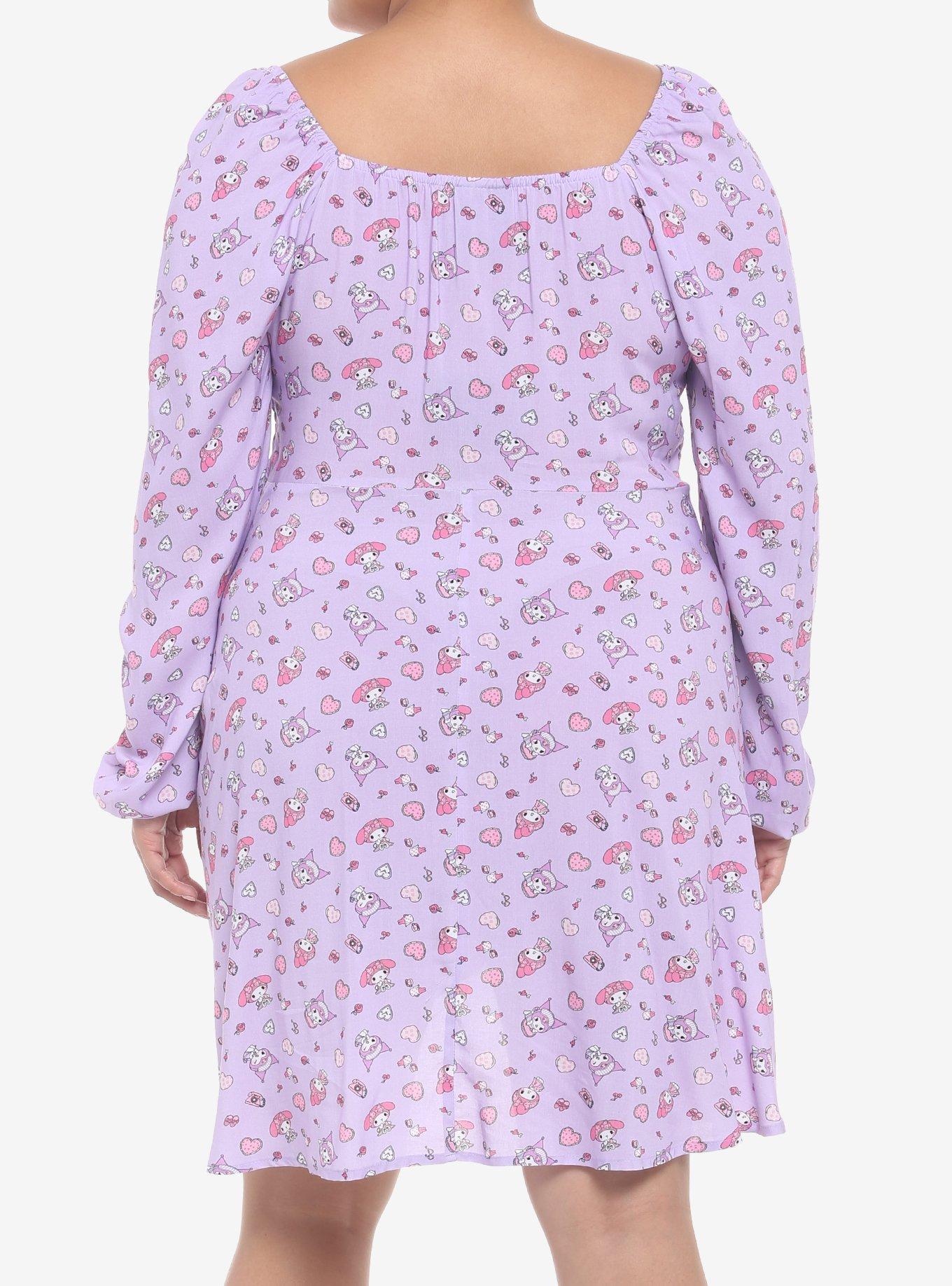 My Melody & Kuromi Sweetheart Long-Sleeve Dress Plus Size, MULTI, alternate