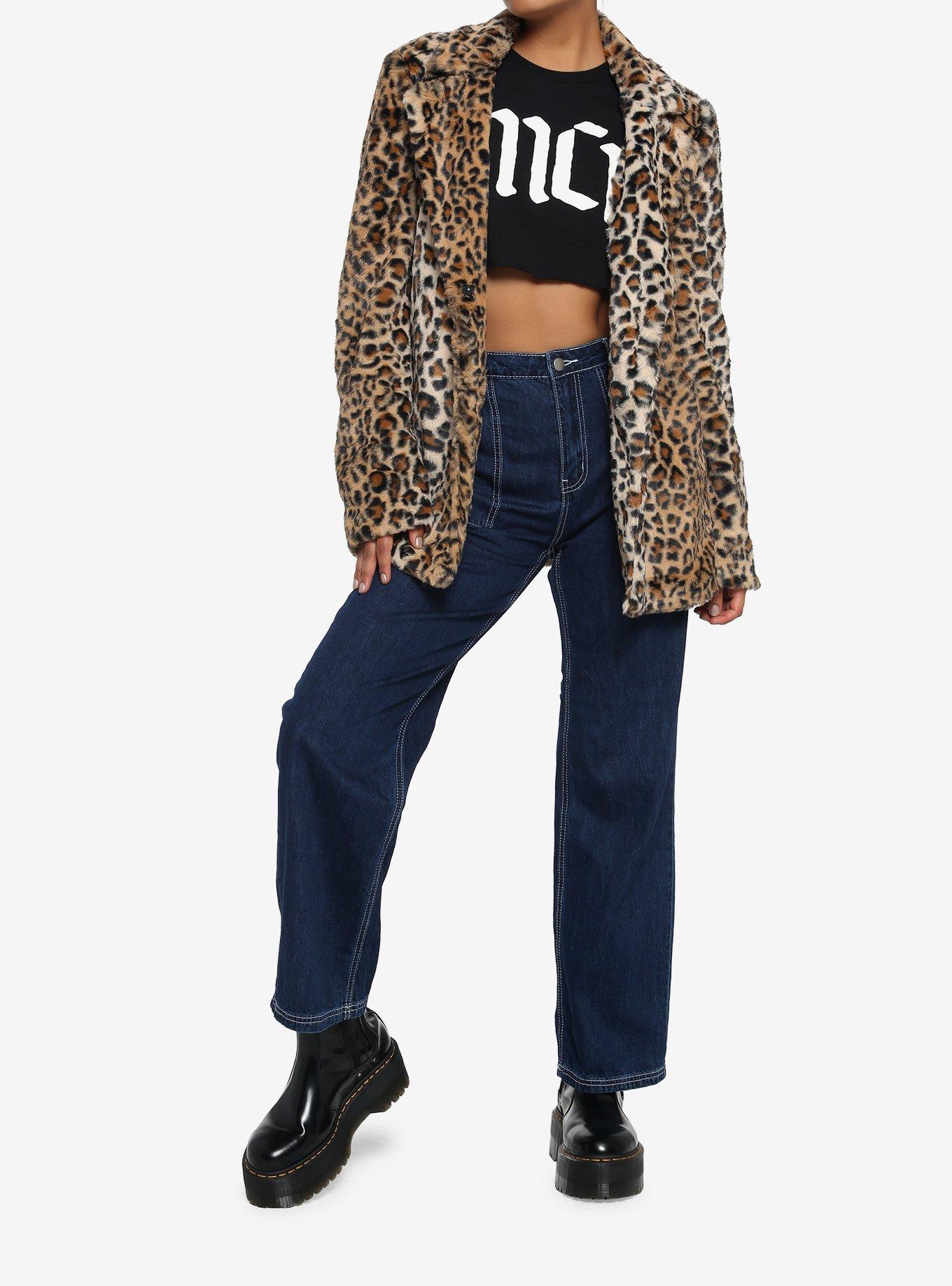 Leopard Faux Fur Coat, MULTI, alternate - view 2