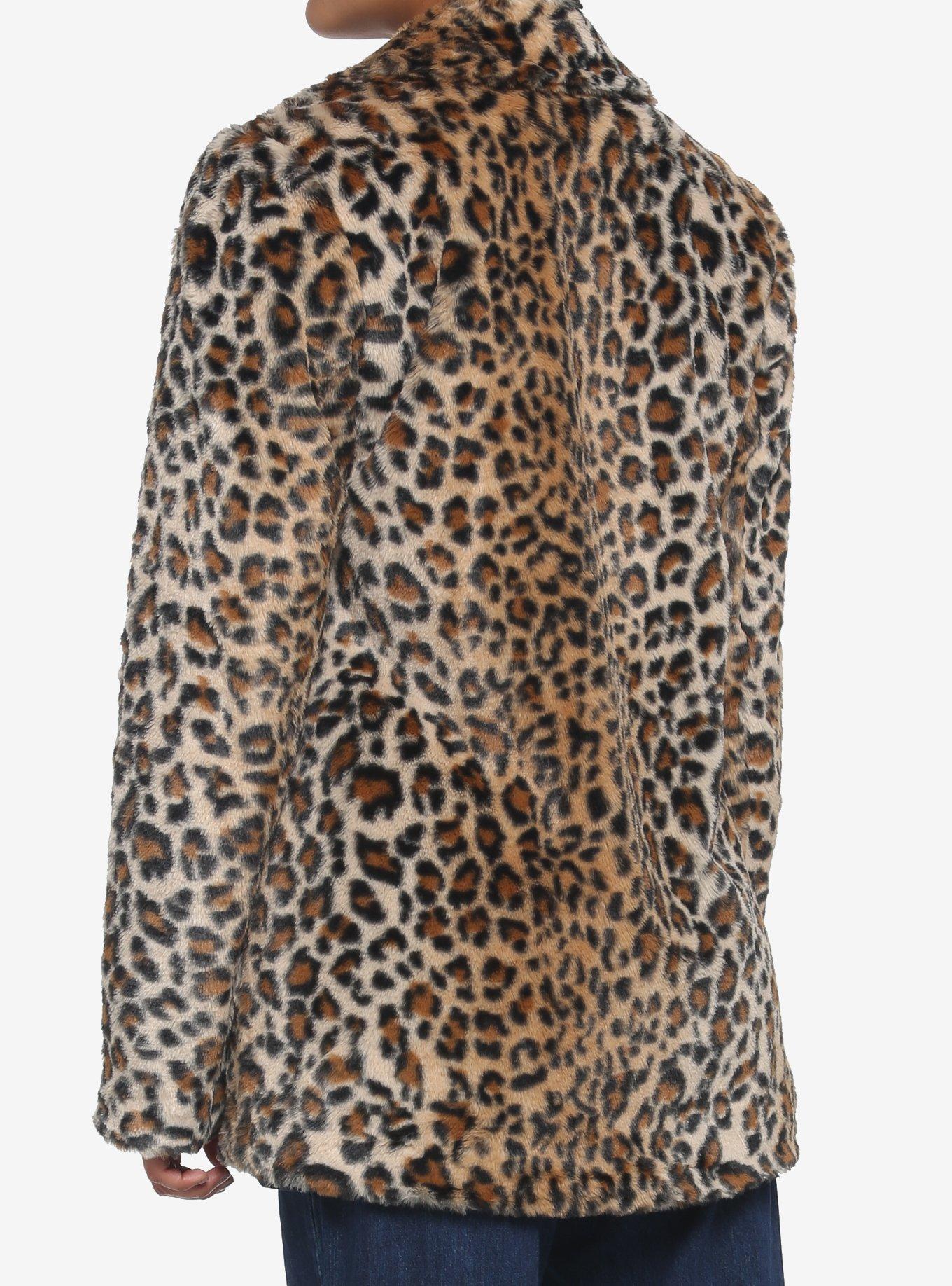 Leopard Faux Fur Coat, MULTI, alternate - view 3