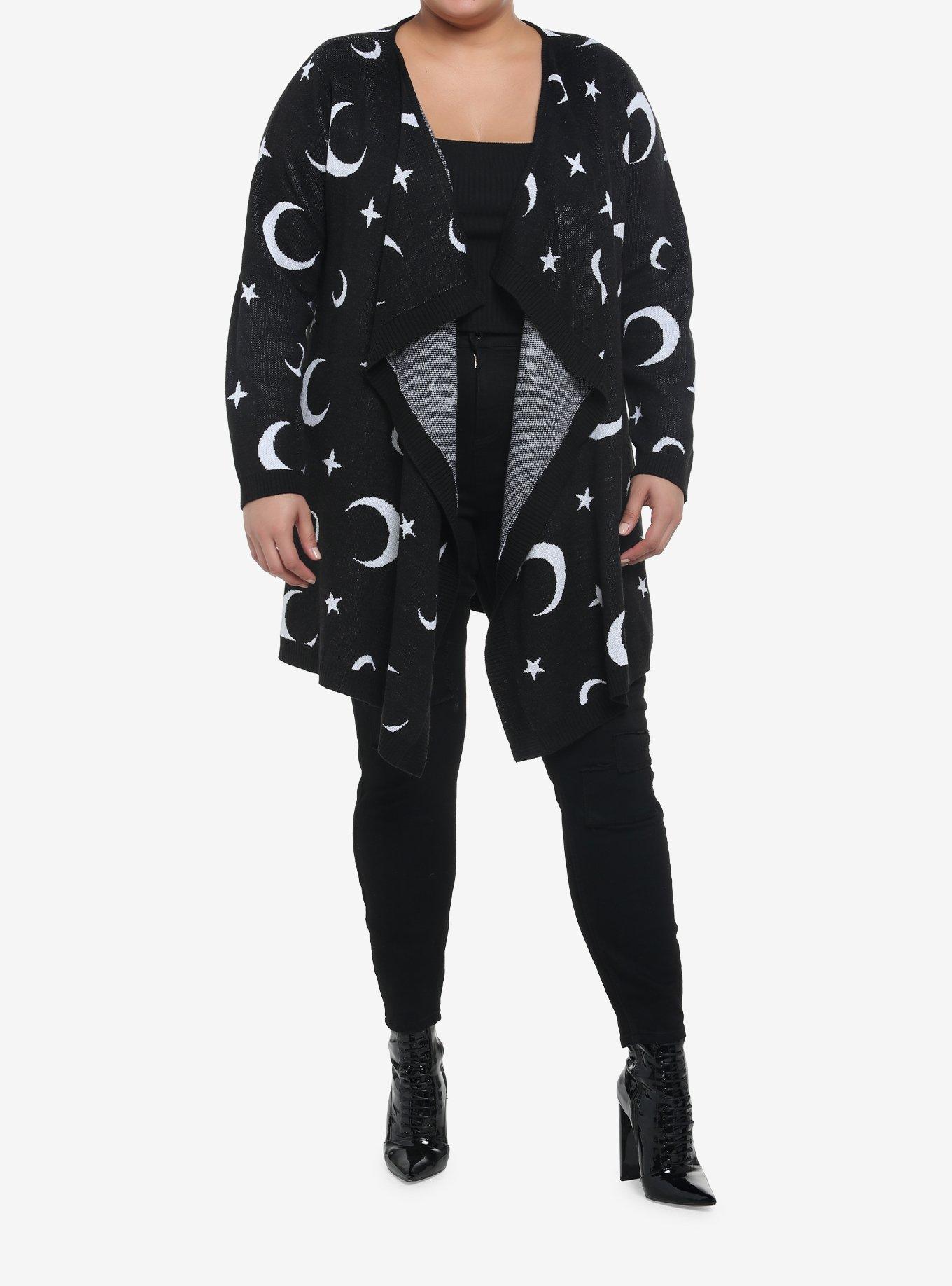Moons & Stars Open Cardigan Plus Size, MULTI, alternate