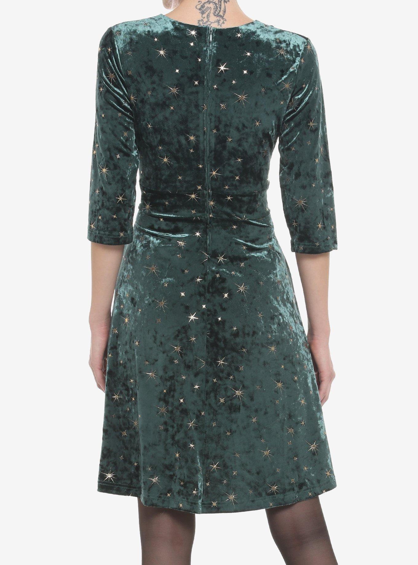 Her Universe Retro Star Velvet Dress, DARK GREEN, alternate