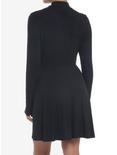 Black Heart Cutout Mock Neck Long-Sleeve Dress Plus Size, BLACK, alternate
