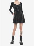 Black Crushed Velvet Hood-And-Eye Mini Dress, BLACK, alternate