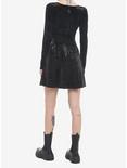 Black Crushed Velvet Hood-And-Eye Mini Dress, BLACK, alternate