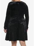 Black Crushed Velvet Hood-And-Eye Mini Dress Plus Size, BLACK, alternate