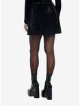 Crushed Black Velvet Lace-Up Skater Skirt, BLACK, alternate