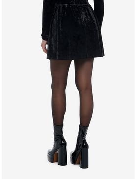 Crushed Black Velvet Lace-Up Skater Skirt, , hi-res