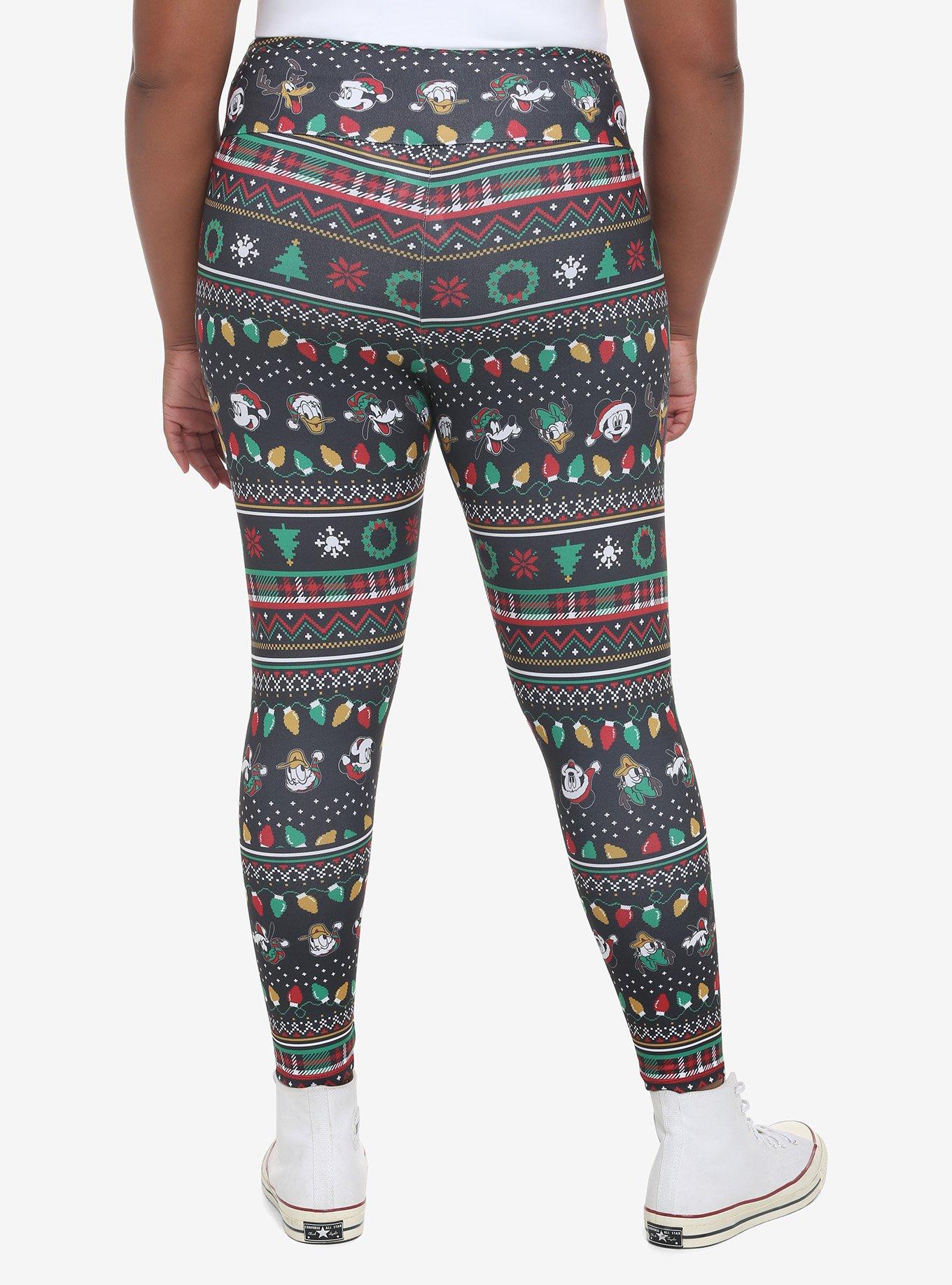 Her Universe Disney Holiday Mickey Mouse & Friends Fair Isle Leggings Plus Size, MULTI, alternate