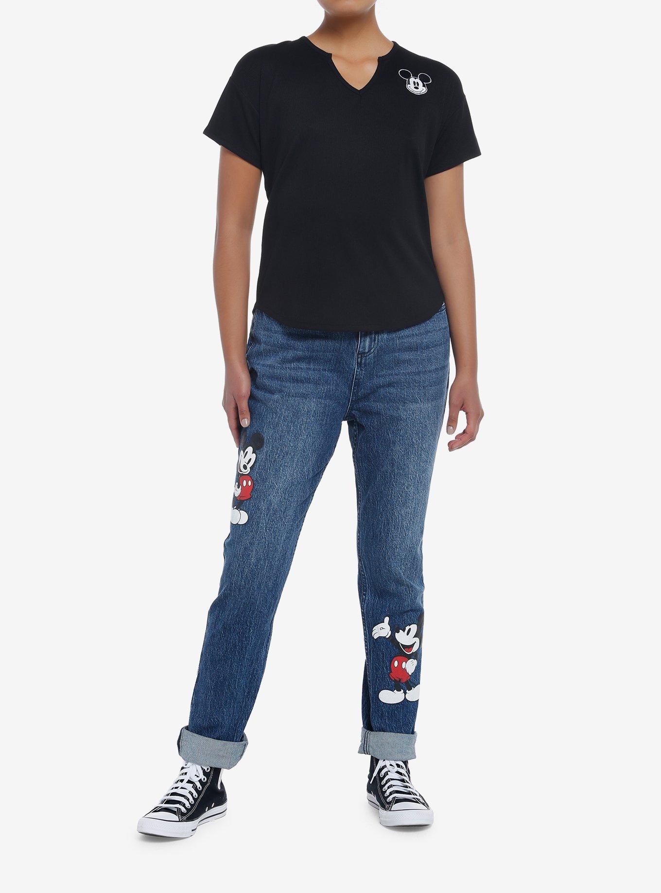 Her Universe Disney Mickey Mouse Ribbed V-Neck Top, BLACK, alternate