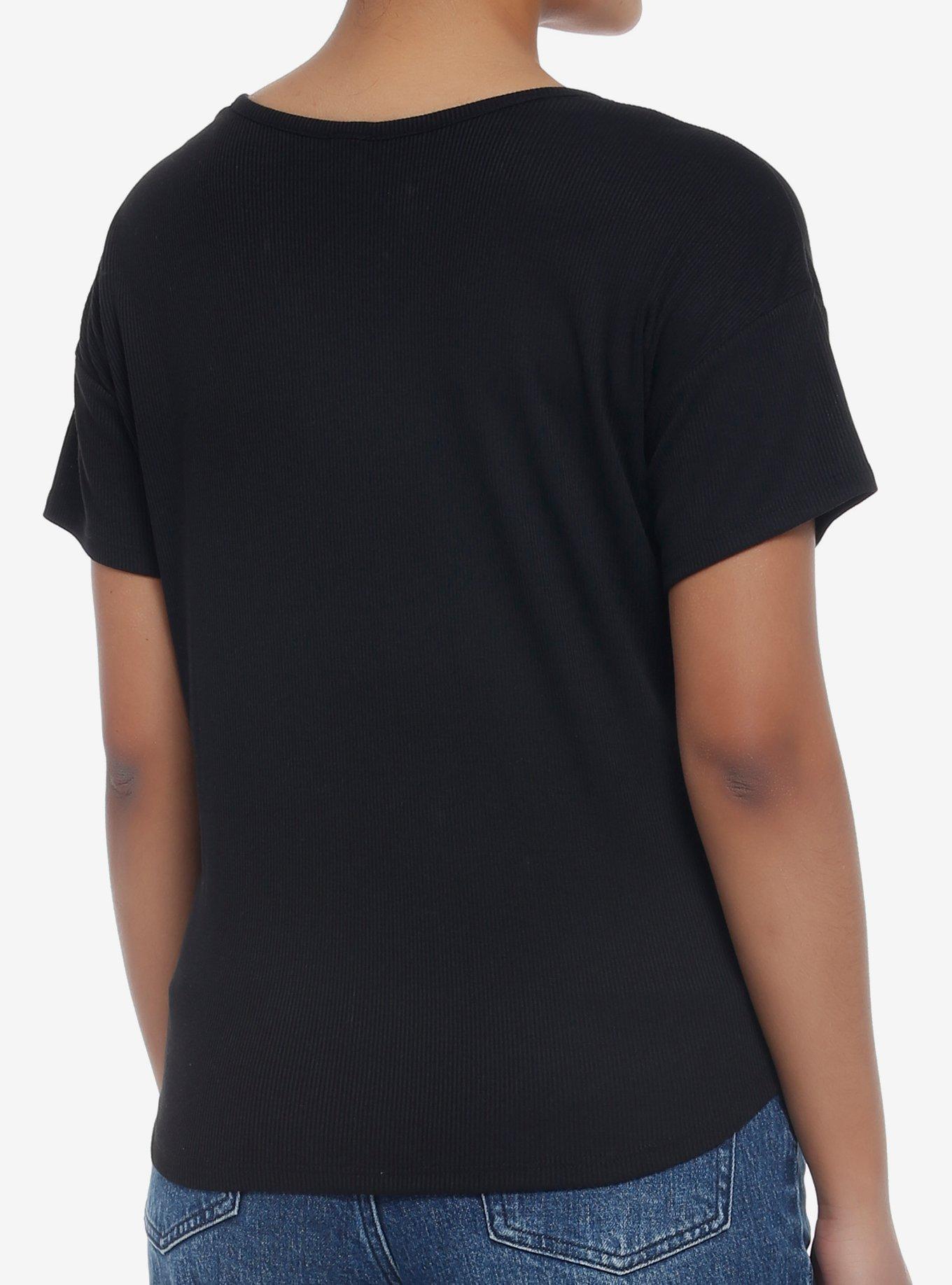 Her Universe Disney Mickey Mouse Ribbed V-Neck Top, BLACK, alternate