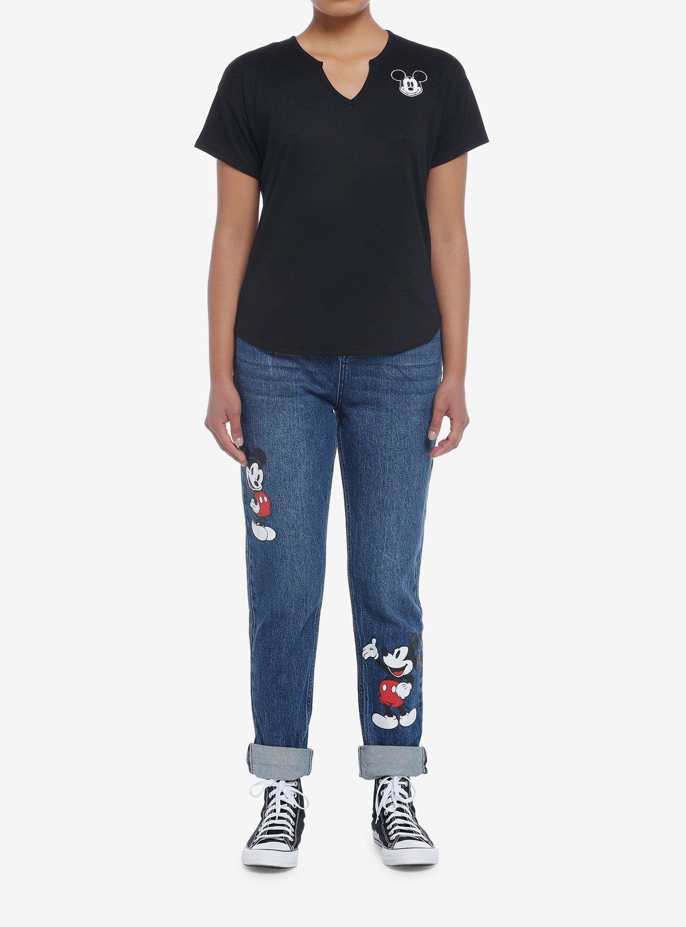 Her Universe Disney Mickey Mouse Dark Wash Mom Jeans, DARK DENIM, alternate